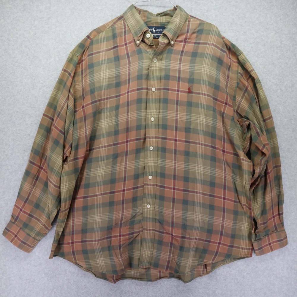 Ralph Lauren Shirt Mens Large Blake Pony Casual Button Up Plaid Long Sleeve‎